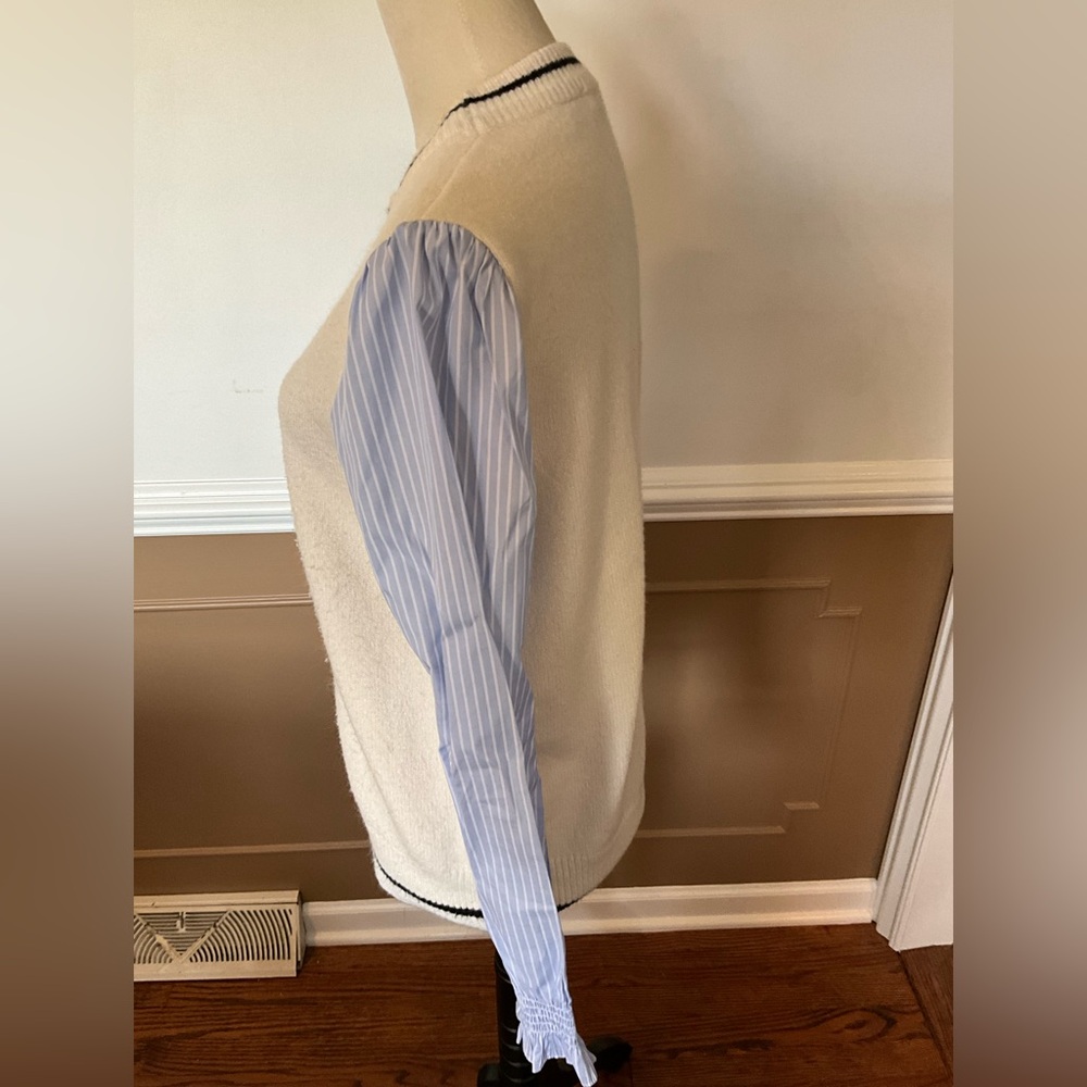 THML Cream Knit Sleeveless Sweater with Black Trim - Picture 3 of 4